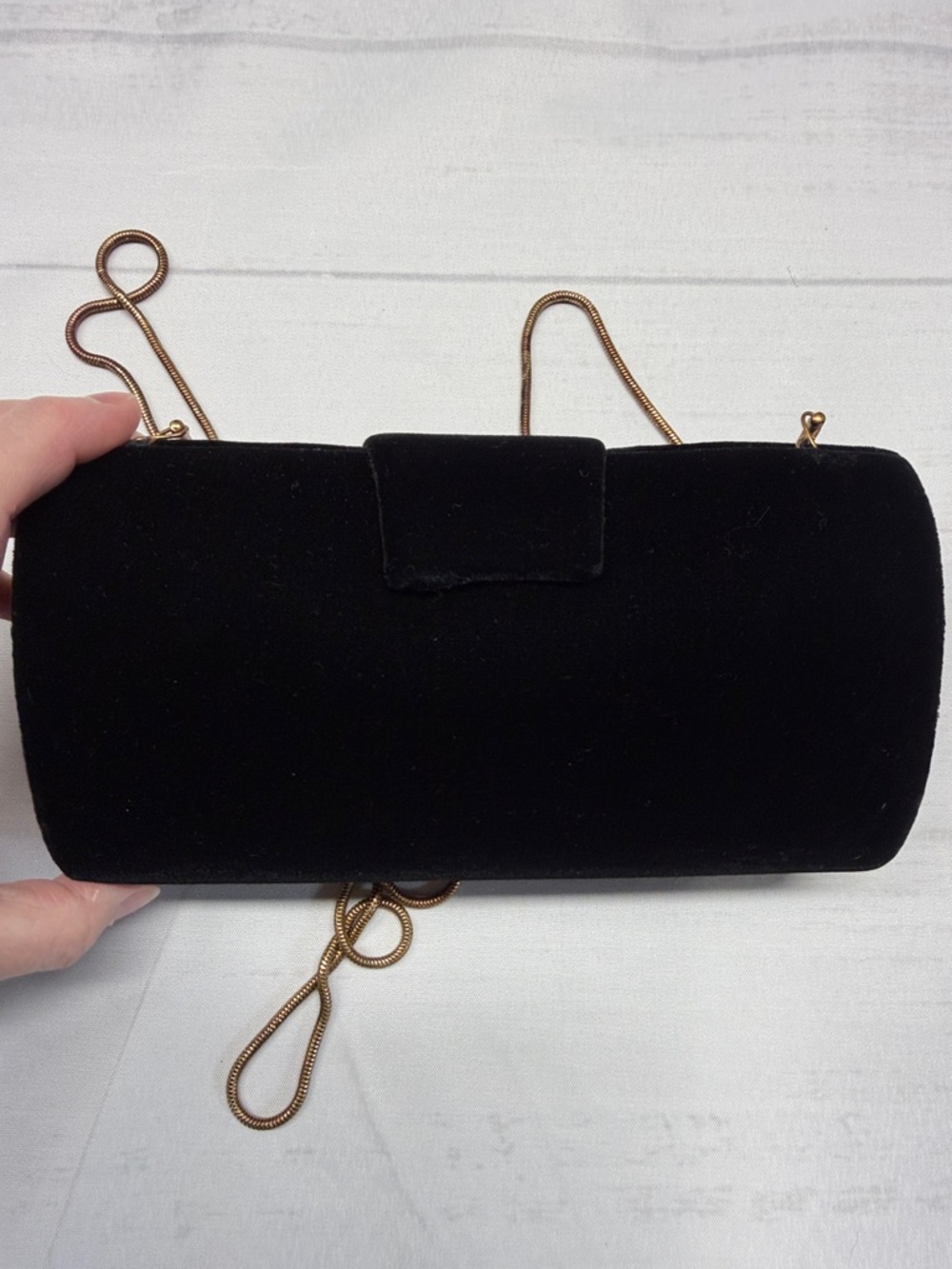 Bloomingdale’s Vintage Black Velvet Elegant Luxury Evening Clutch Purse - Picture 5 of 9